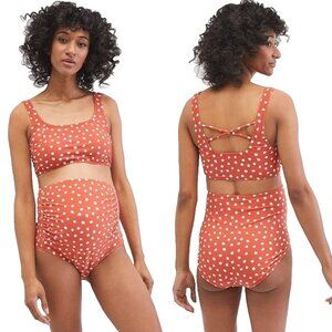 Beach Bump Motherhood Maternity High Waisted Two Piece Bikini Set Medium Spotted